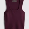Strikket tank-top med firkantet hals