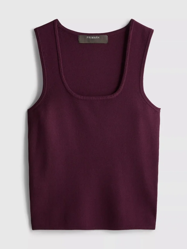 Strikket tank-top med firkantet hals