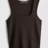 Strikket tank-top med firkantet hals