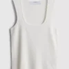 Strikket tank-top med firkantet hals