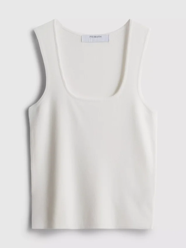 Strikket tank-top med firkantet hals
