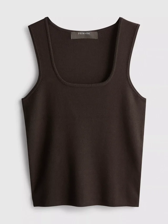 Strikket tank-top med firkantet hals