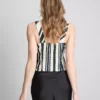 Stripet bluse med spiss kant nederst