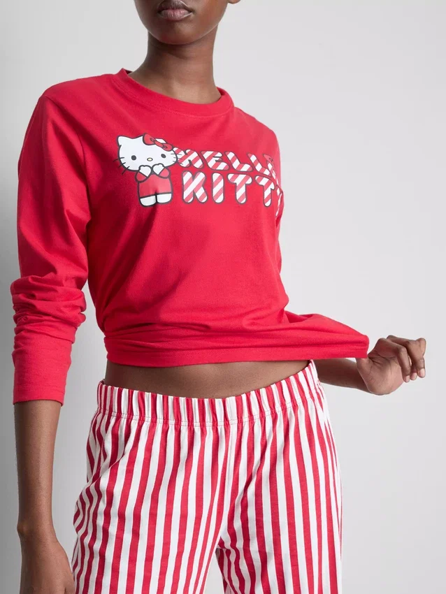 Stripet Hello Kitty-pysjamassett