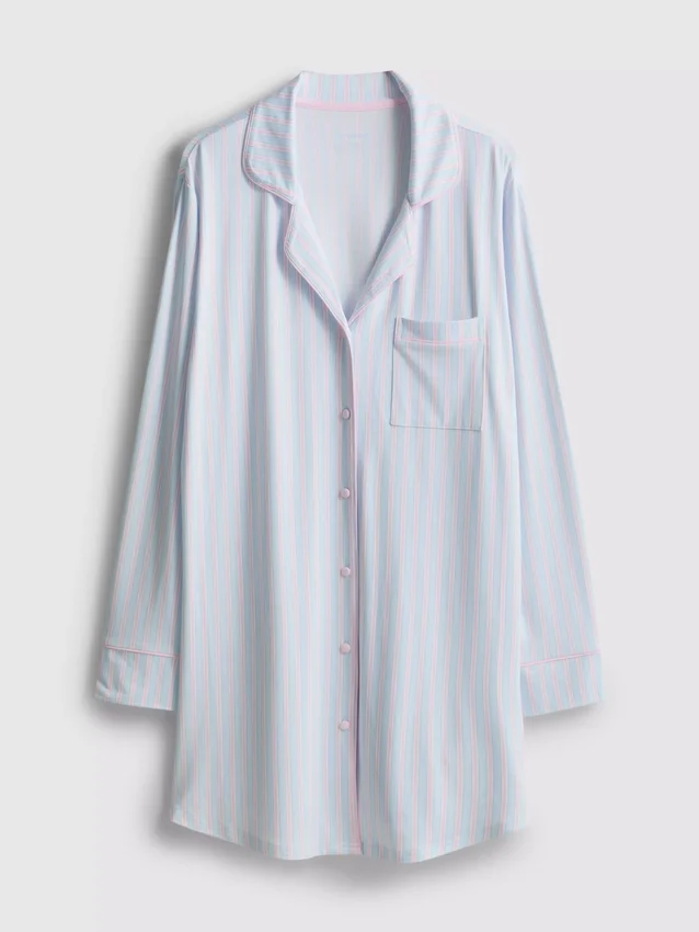 Stripet oversized nattkjole i boyfriend-stil