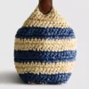 Stripet raffia-skulderveske