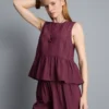 Stripet topp med peplum-kant