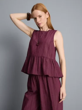 Stripet topp med peplum-kant