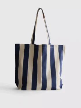 Stripet totebag i kanvas