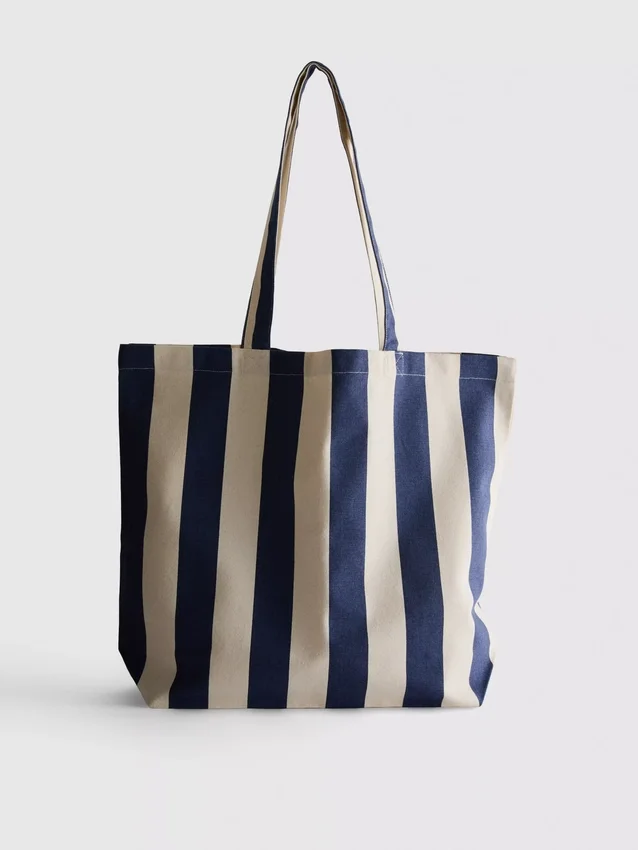 Stripet totebag i kanvas