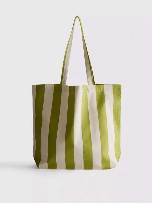 Stripet totebag i kanvas