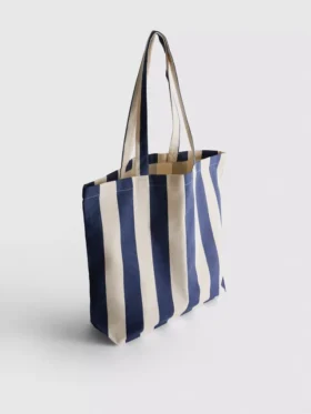 Stripet totebag i kanvas