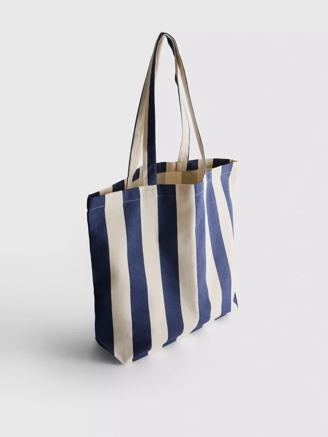 Stripet totebag i kanvas