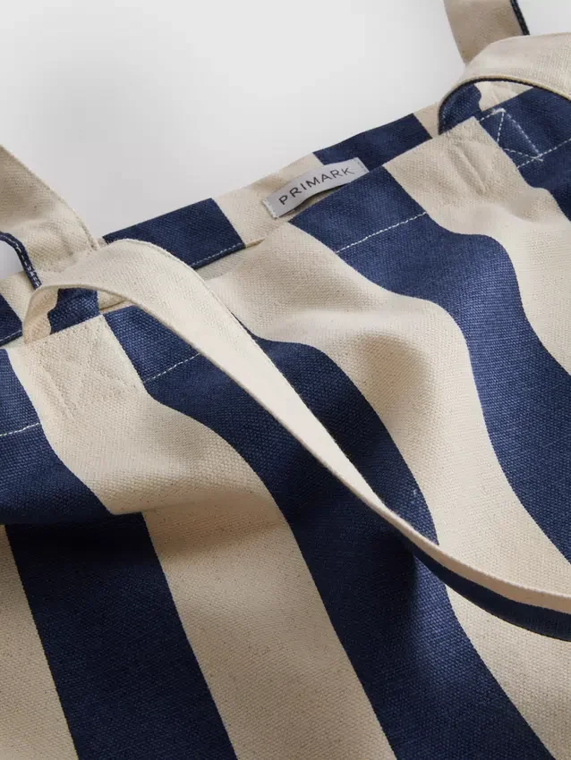 Stripet totebag i kanvas