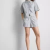 Stripete oxford-shorts med høy midje