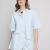 Stripete oxford-shorts med høy midje