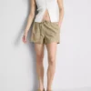 Stripete oxford-shorts med høy midje