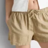 Stripete oxford-shorts med høy midje