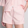Stripete oxford-shorts med høy midje