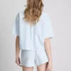 Stripete oxford-shorts med høy midje