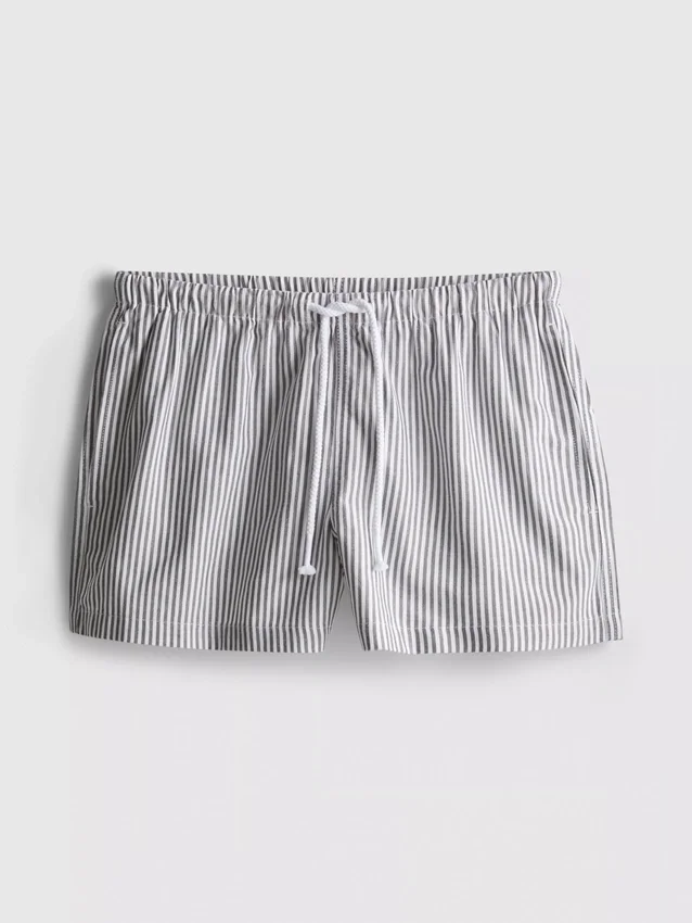 Stripete oxford-shorts med høy midje