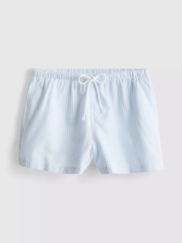 Stripete oxford-shorts med høy midje