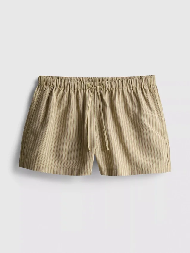 Stripete oxford-shorts med høy midje