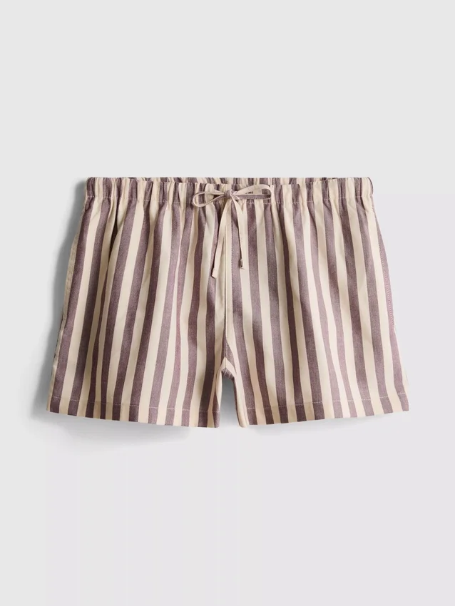 Stripete oxford-shorts med høy midje