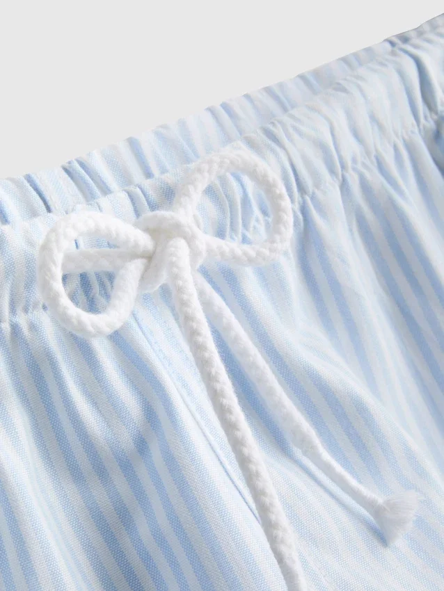 Stripete oxford-shorts med høy midje