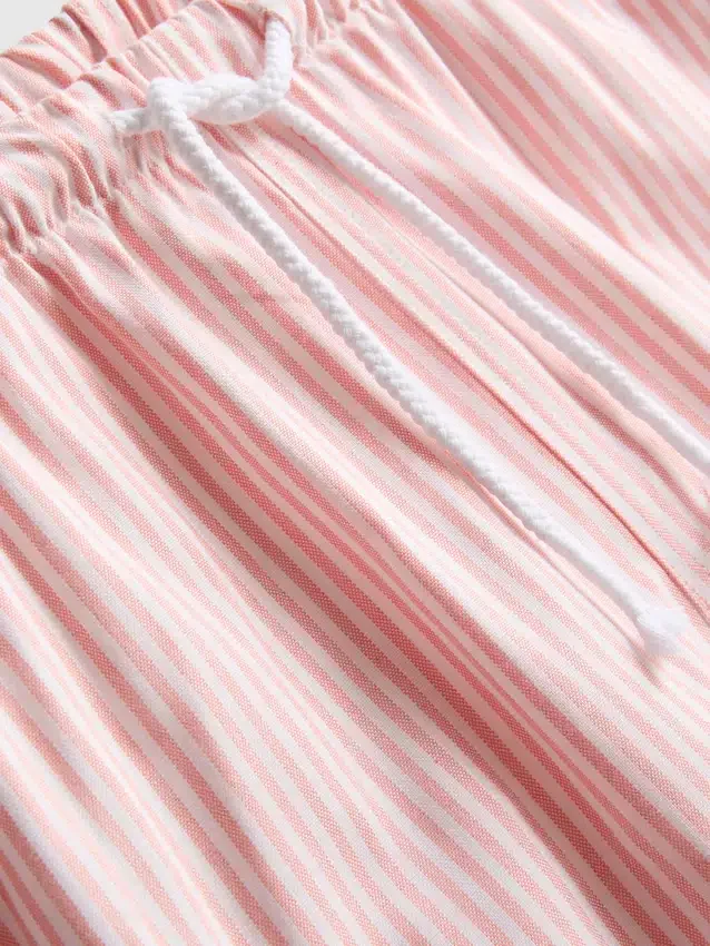 Stripete oxford-shorts med høy midje