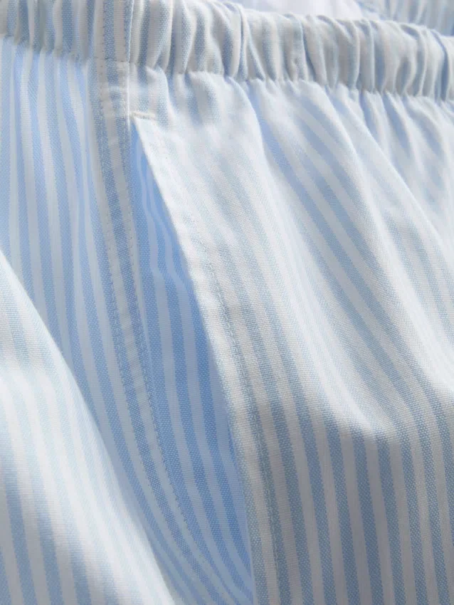 Stripete oxford-shorts med høy midje
