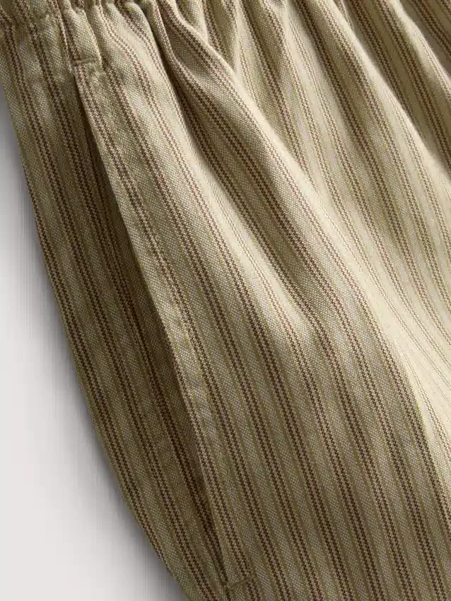 Stripete oxford-shorts med høy midje