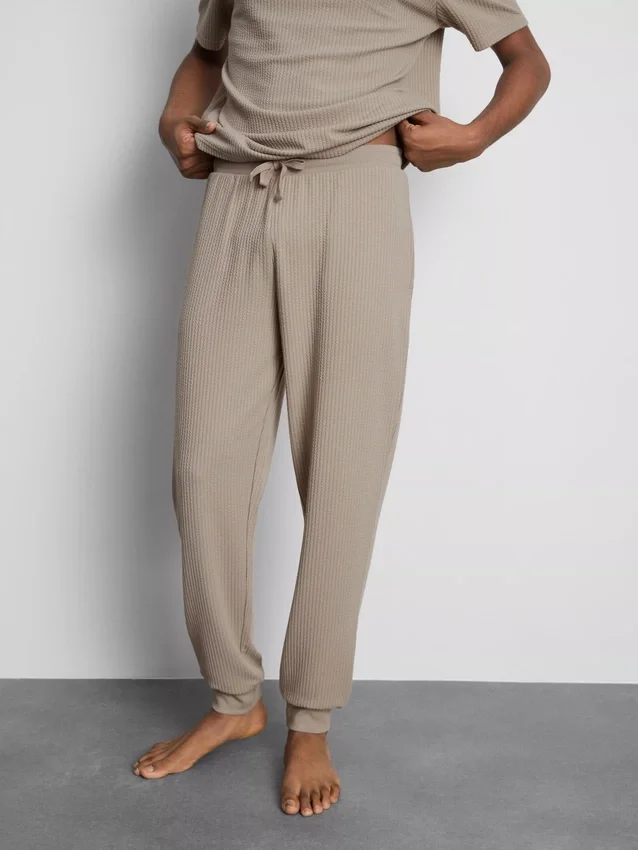 Stripete pysjamasbukser med struktur