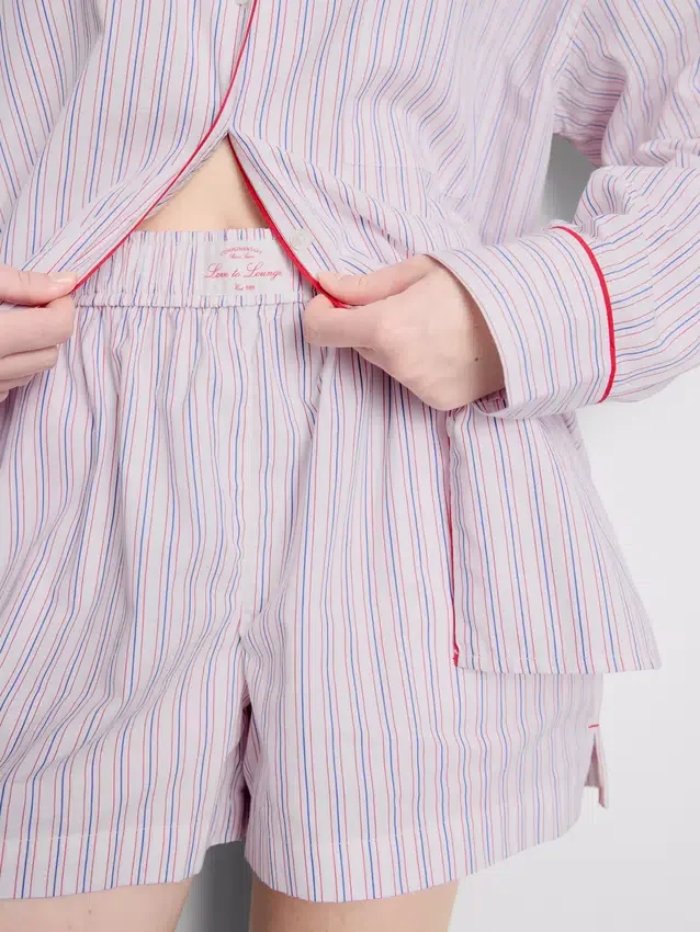 Stripete pysjamaser-shorts i bomull