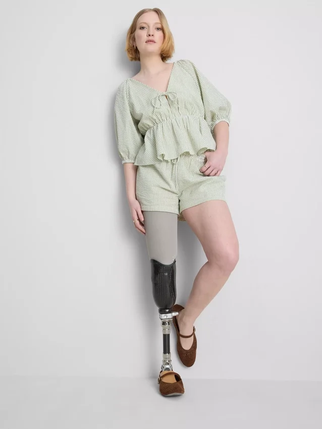 Stripete seersucker-shorts i bomull