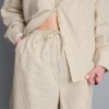 Stripete shorts i bomullspoplin
