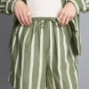 Stripete shorts i bomullspoplin