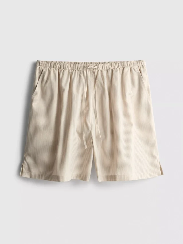 Stripete shorts i bomullspoplin
