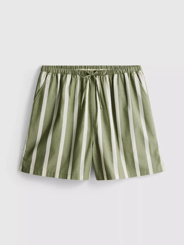 Stripete shorts i bomullspoplin