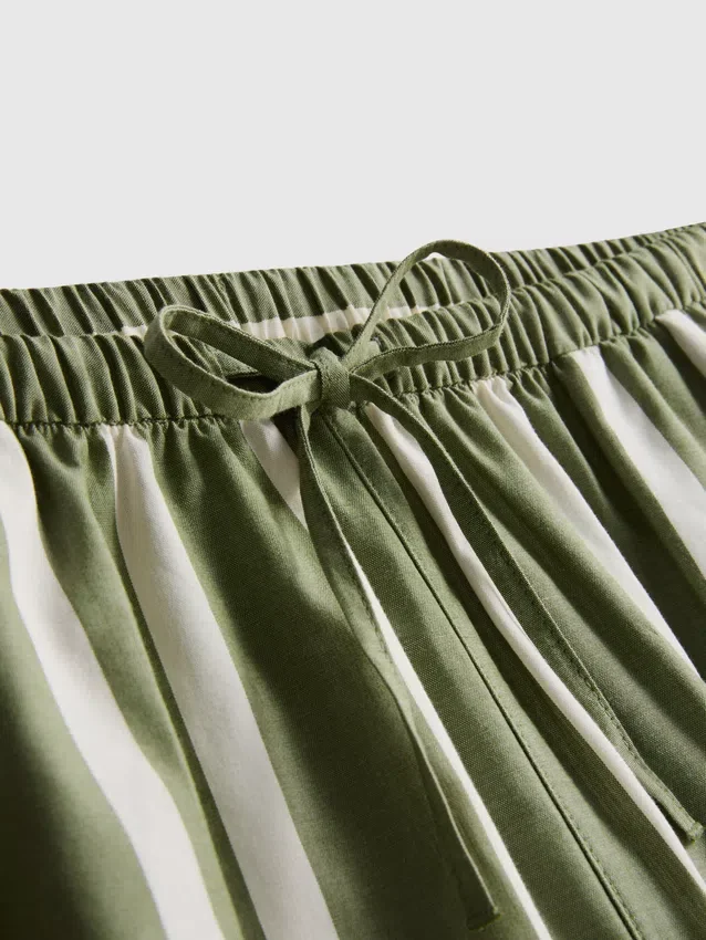 Stripete shorts i bomullspoplin