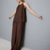 Strukturert halterneck-trapes-top