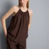 Strukturert halterneck-trapes-top