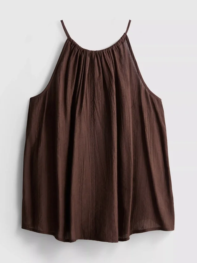 Strukturert halterneck-trapes-top