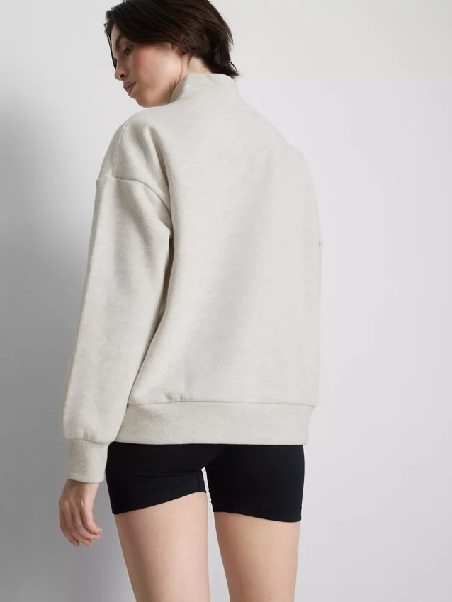 Sweatshirt i bomullsblanding med halv glidelås