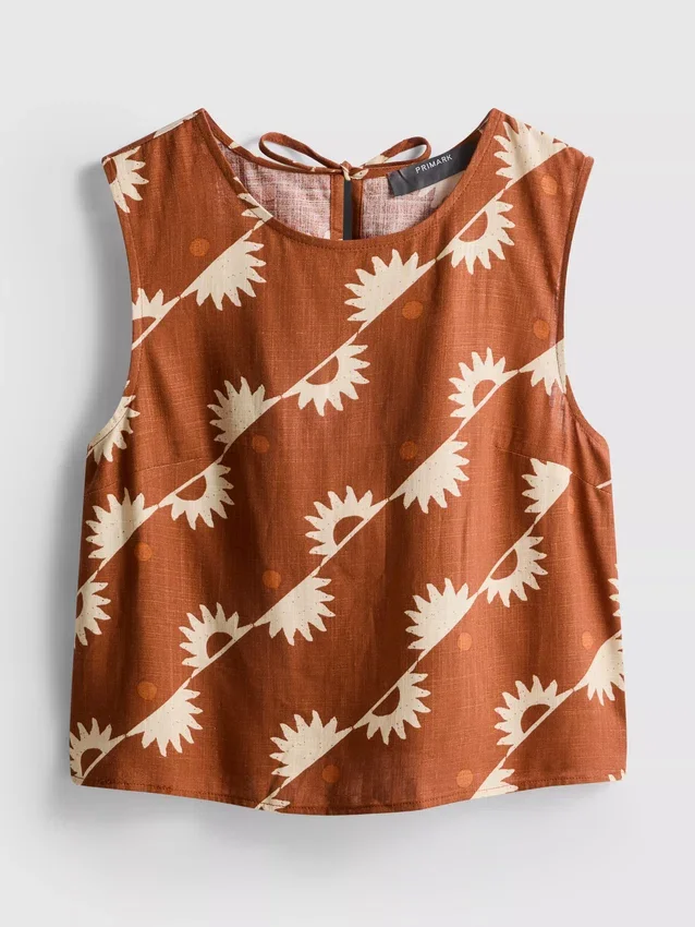Tank-top i bomullsblanding med trykk