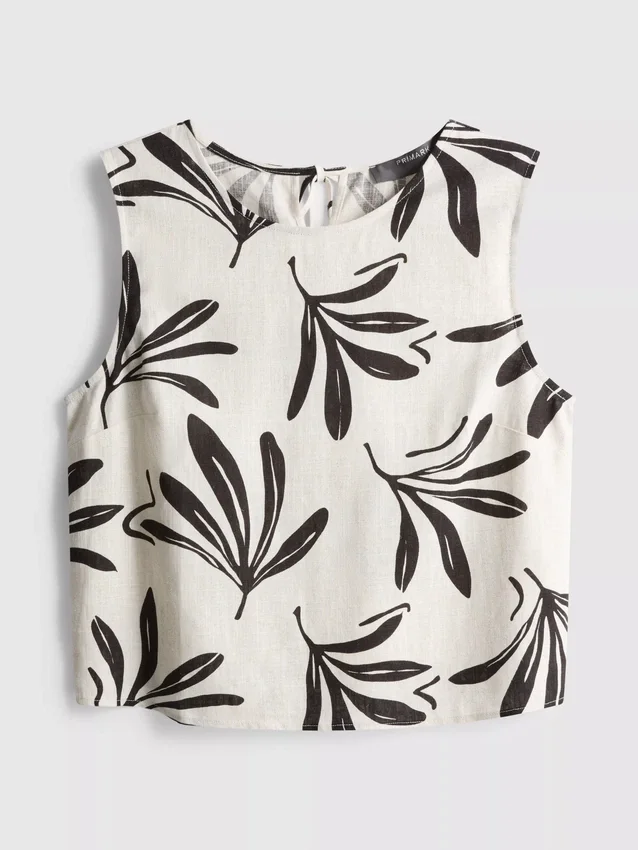 Tank-top i bomullsblanding med trykk