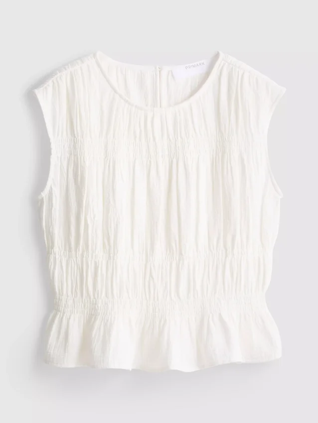 Tanktop i bomull med rynker
