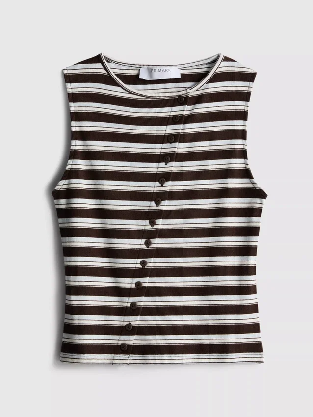 Tanktop med knapper, med høyt bomullsinnhold