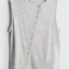 Tanktop med knapper, med høyt bomullsinnhold