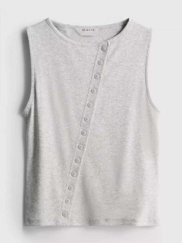 Tanktop med knapper, med høyt bomullsinnhold